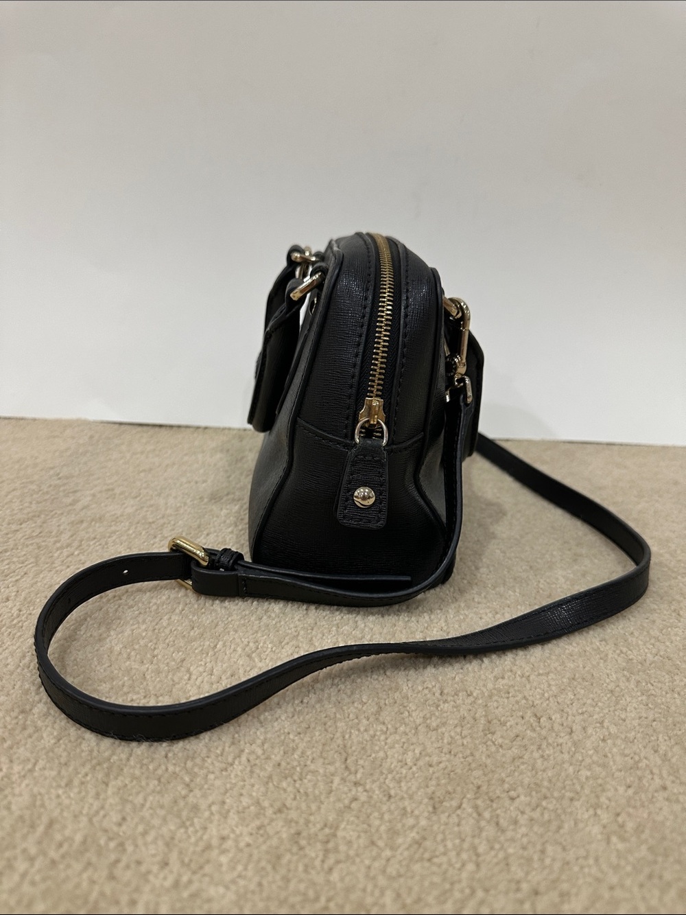 Furla Black Saffiano Leather Satchel with Gold Charm - Picture 5 of 5